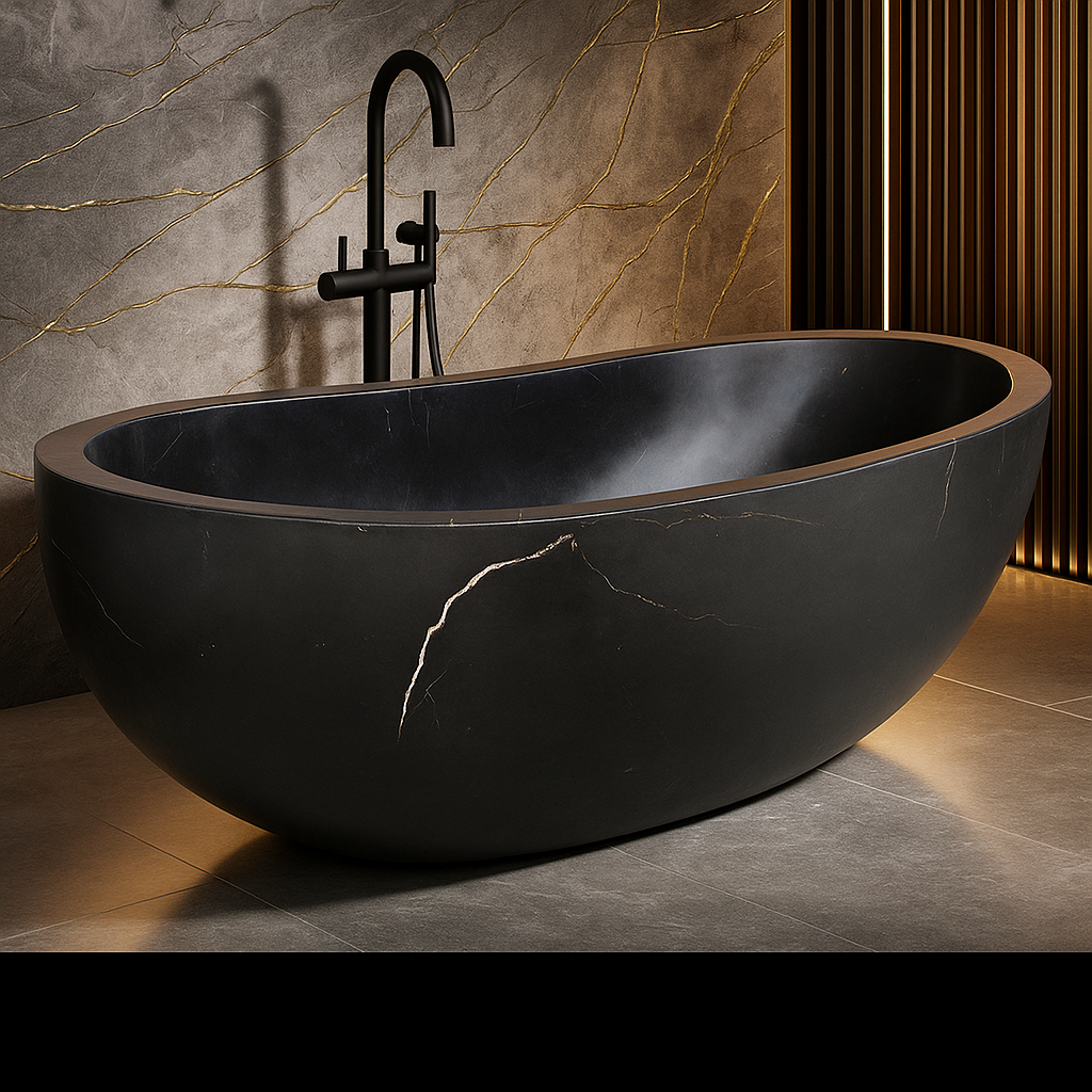 ObsidianStone Seraph Noir Freestanding Bath Tub-thumbmail-4